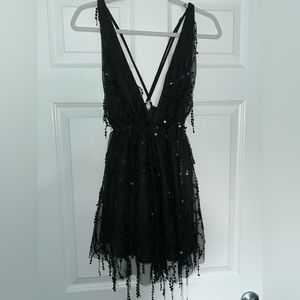 Selfie Leslie black tank dress with sequins (size medium)